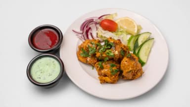 Achari chicken tikka with salad, mint sauce and chilli sauce at Taste of Himalayan, Rowley Regis