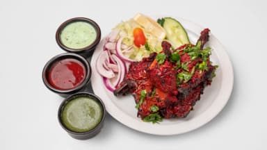 Tandoori lamb chops with salad, mint, chilli and coriander sauces at Taste of Himalayan, Rowley Regis